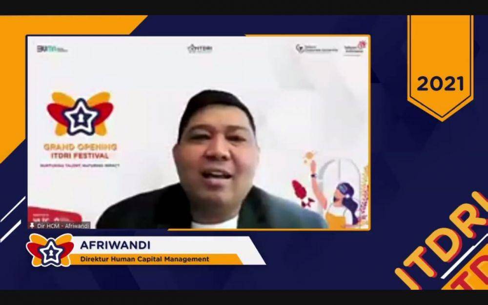 Direktur Human Capital Management Telkom Afriwandi memberikan sambutan dalam acara grand opening ITDRI Festival beberapa saat yang lalu. Dok. Telkom