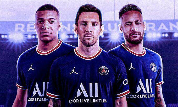 Kylian Mbappe, Lionel Messi, dan Neymar Jr dari Paris Saint-Germain. (newsbeezer.com)
