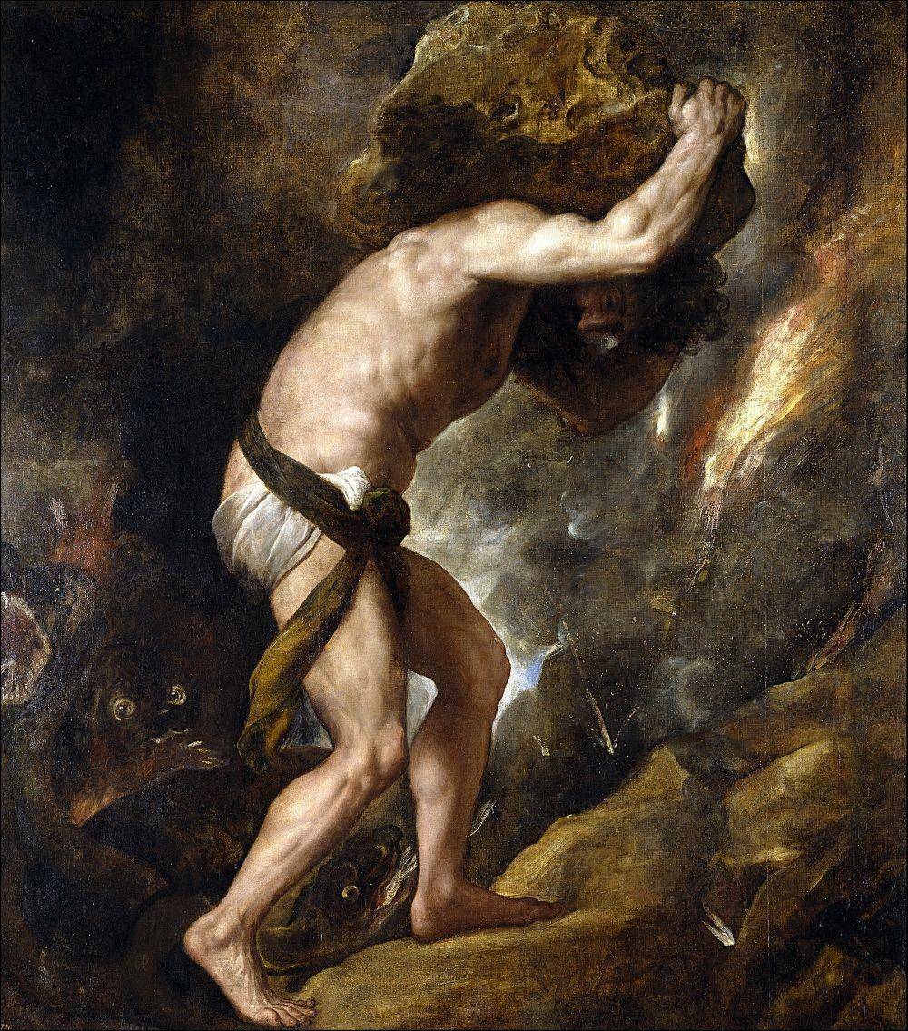 lukisan Sisyphus yang memikul batu besar, Titian, 1548-1549 (wikimedia.org)