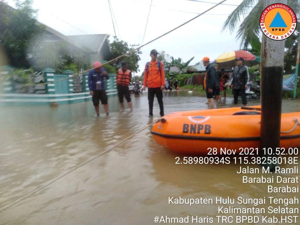 Banjir di Kabupaten Sungai Hulu Tengah pada Sabtu, 27 November 2021 (dok BPBD Sungai Hulu Tengah)