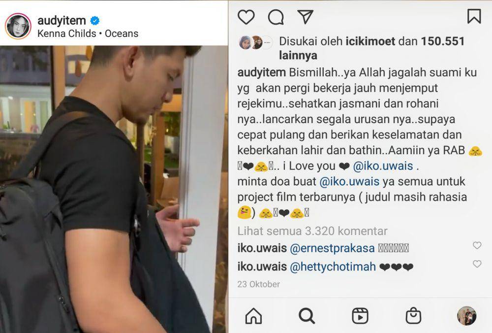 ungkapan rindu Audy Item untuk Iko Uwais (instagram.com/audyitem)