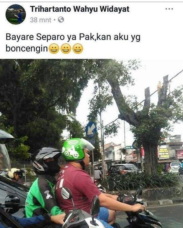driver ojek online dibonceng penumpang (instagram.com/dramaojol.id)