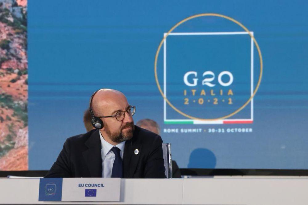 Presiden Dewan Eropa Charles Michel saat menghadiri KTT G20 yang berlangsung dari tanggal 30-31 Oktober 2021 di Roma, Italia. (twitter.com/eucopresident)