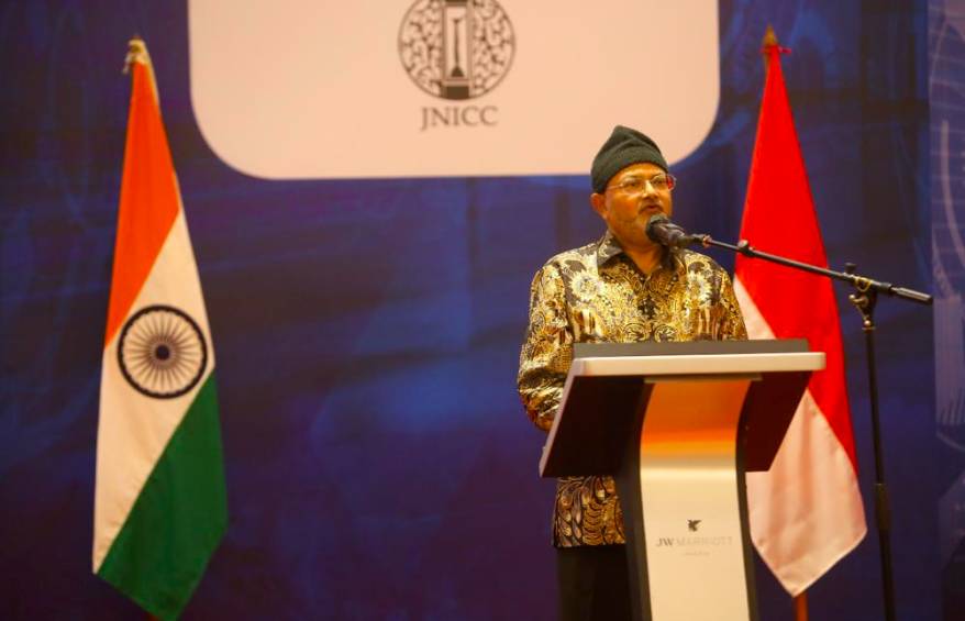 Dubes India untuk Indonesia, Manoj Kumar Bharti, dalam acara peresmian buku Kesamaan, India-Indonesia: The Next Step di Hotel JW Marriott (Dok. Kedutaan India)
