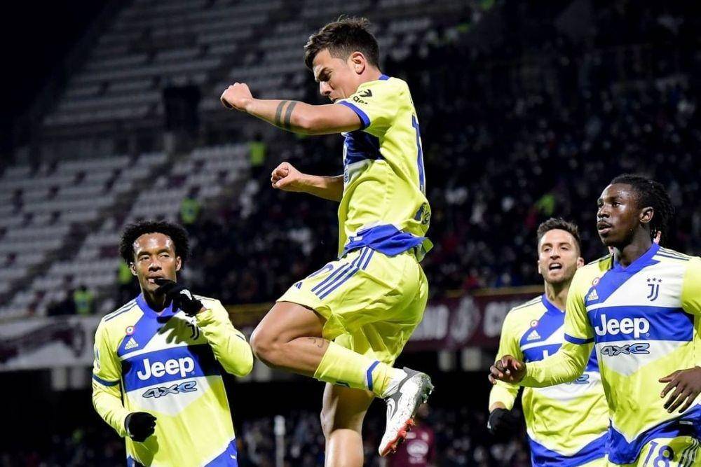 Striker Juventus, Paulo Dybala, merayakan golnya ke gawang Salernitana / Instagram @Juventus