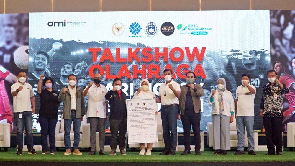 Kementerian Ketenagakerjaan (Kemenaker) bersama BPJS Ketenagakerjaan (BPJAMSOSTEK) menggelar talk show olahraga bertajuk 'Dari Hobi ke Profesi (31/11/2021). (Dok. BPJAMSOSTEK)