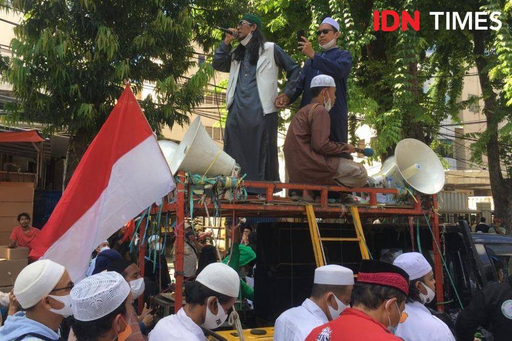 Suasana Aksi Reuni 212 pada Kamis (2/12/2021). (IDN TImes/Irfan Fathurohman)