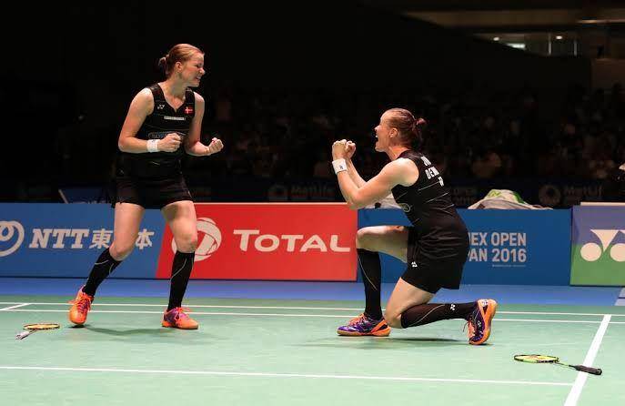 Christinna Pedersen bersama Kamilla Juhl, juara WD Super Series Final 2013 (dok. bwfbadminton.com)