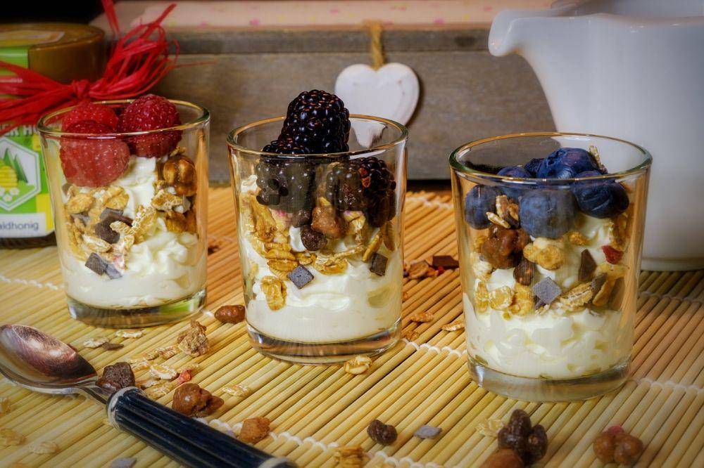 ilustrasi yoghurt isi buah dan kacang (pixabay.com/Bru-nO)
