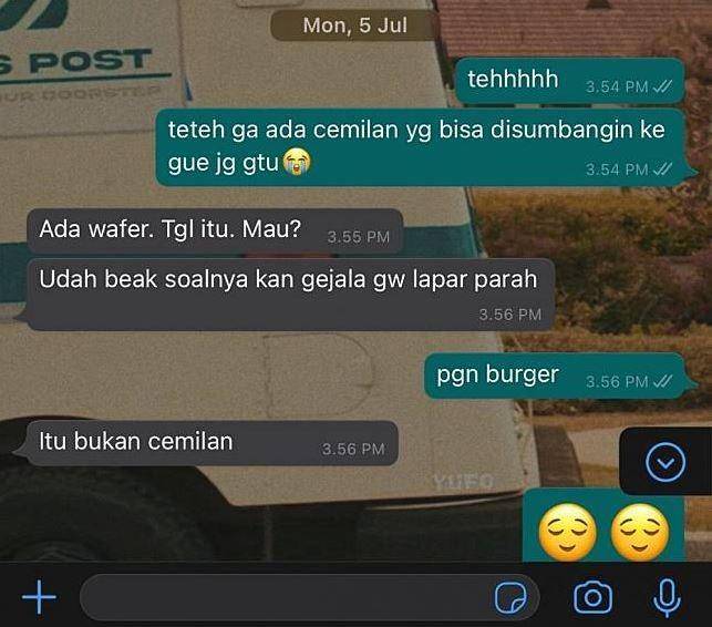 chat kakak adik bahas makanan (twitter.com/springnery)