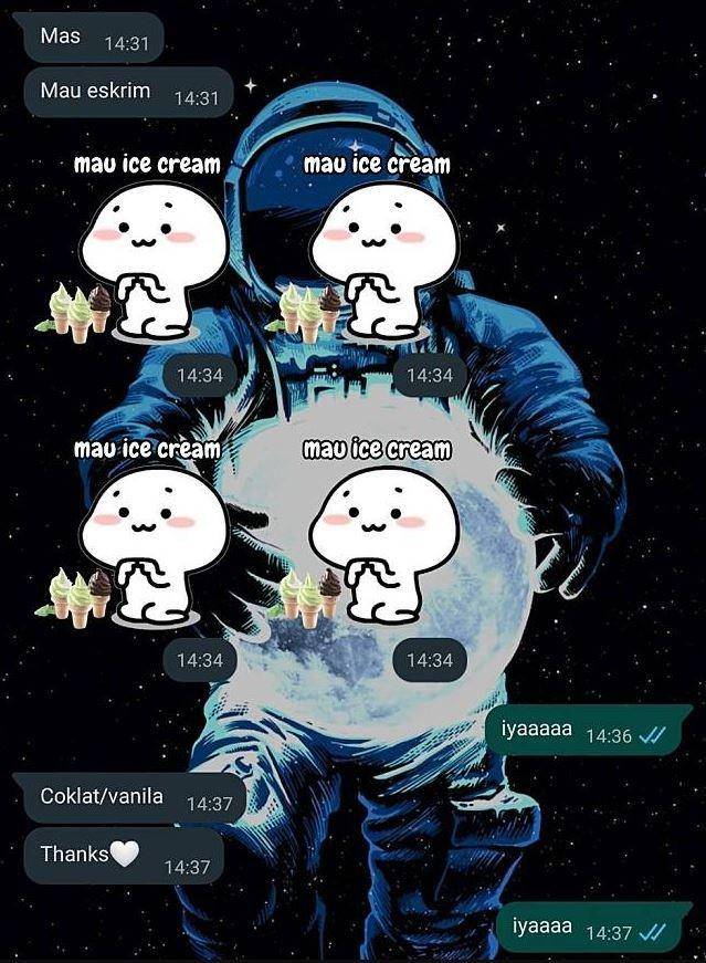chat kakak adik bahas makanan (twitter.com/indrajatii_)
