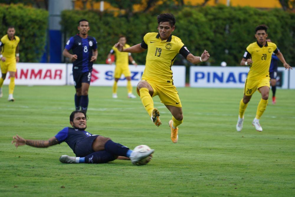 Timnas Malaysia raih kemenangan perdana di Grup B Piala AFF usai mengandaskan Kamboja 3-1 pada Senin (6/12/2021). (affsuzukicup.com).
