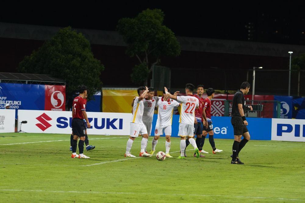 Timnas Vietnam meraih kemenangan perdana di Grup B Piala AFF usai mengandaskan Laos 2-0 pada Senin (6/12/2021). (affsuzukicup.com).