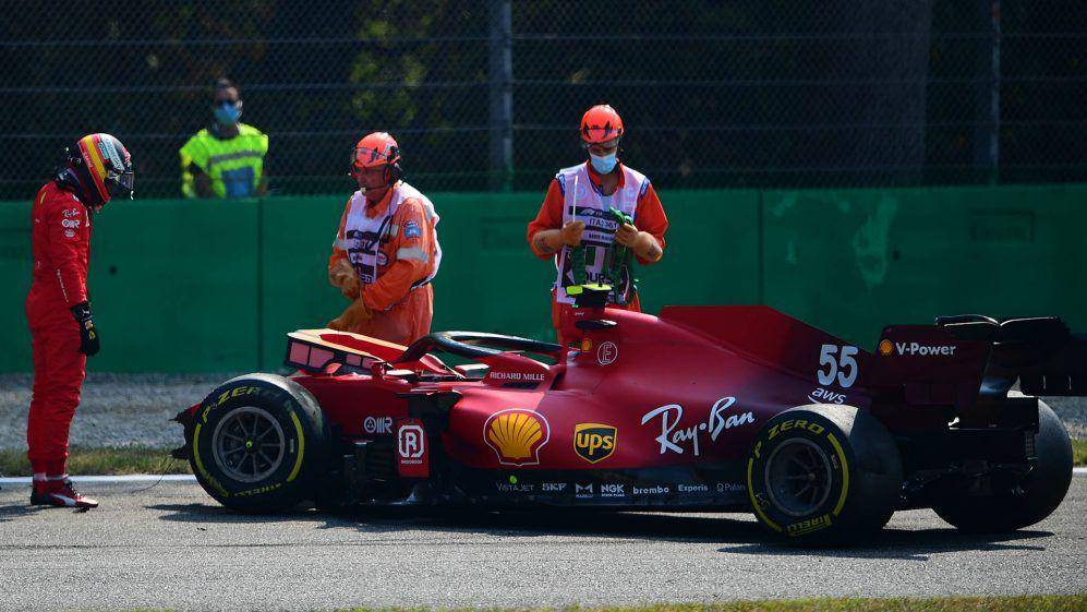 Carlos Sainz mengalami kecelakaan pada GP Italia. (formula1.com)