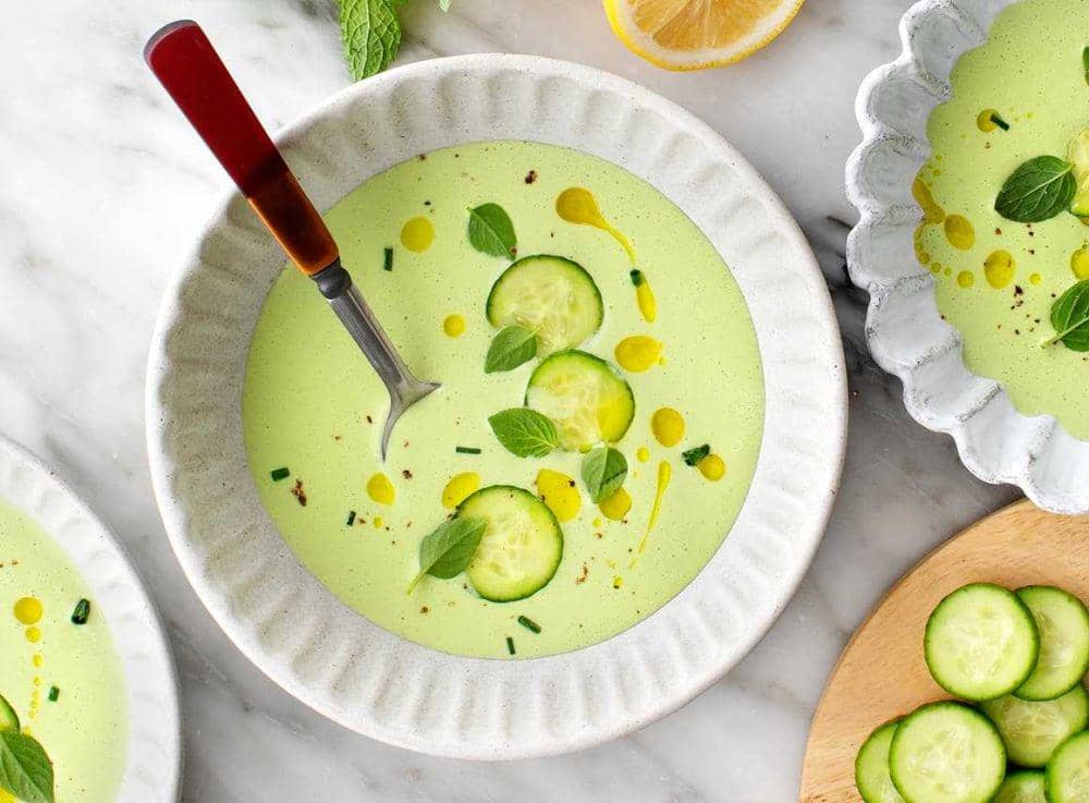 Cold cucumber soup (loveandlemons.com)