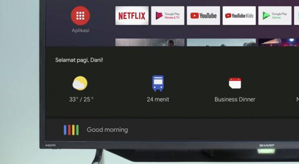 Cuplikan SHARP Android TV Terhubung dengan Google Assistant (youtube.com/sharpindonesia)