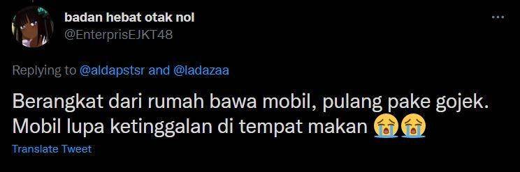 gak fokus naik ojek online (twitter.com/enterprisejkt48)