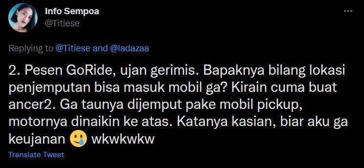gak fokus naik ojek online (twitter.com/titiese)