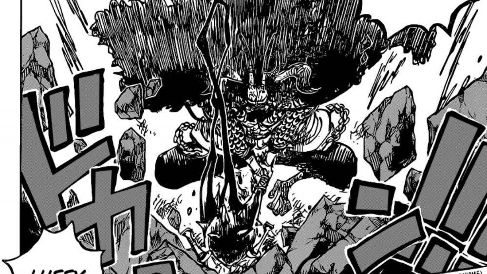 Kaido menyerang Luffy dengan Ragnarok. (dok. Shueisha/One Piece)