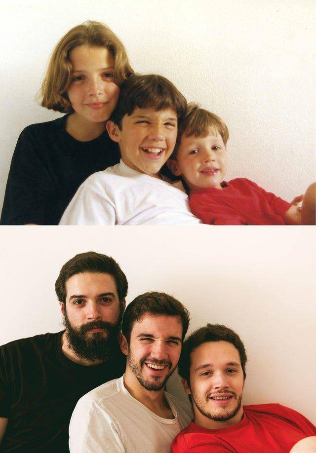 Foto lama dan foto baru 3 bersaudara (reddit.com/user/guilhasbranc0/)