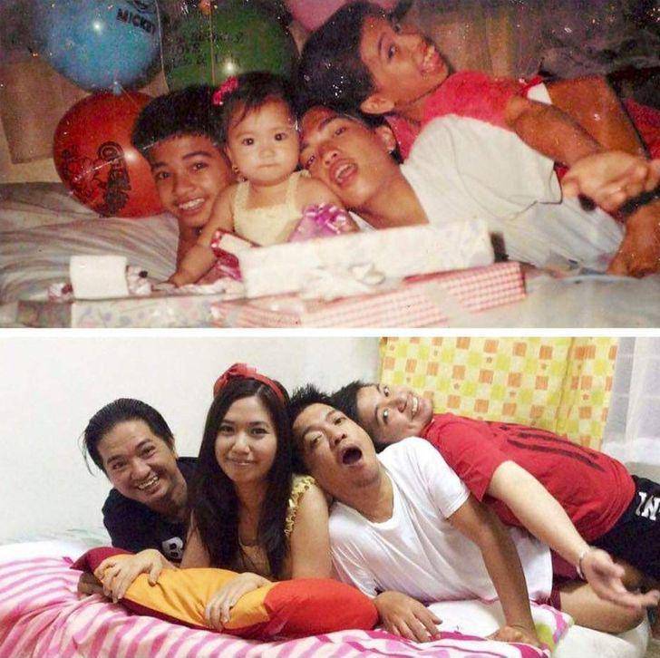 Foto lama 4 bersaudara yang di buat kembali setelah 24 tahun (reddit.com/user/Ramenazi/)