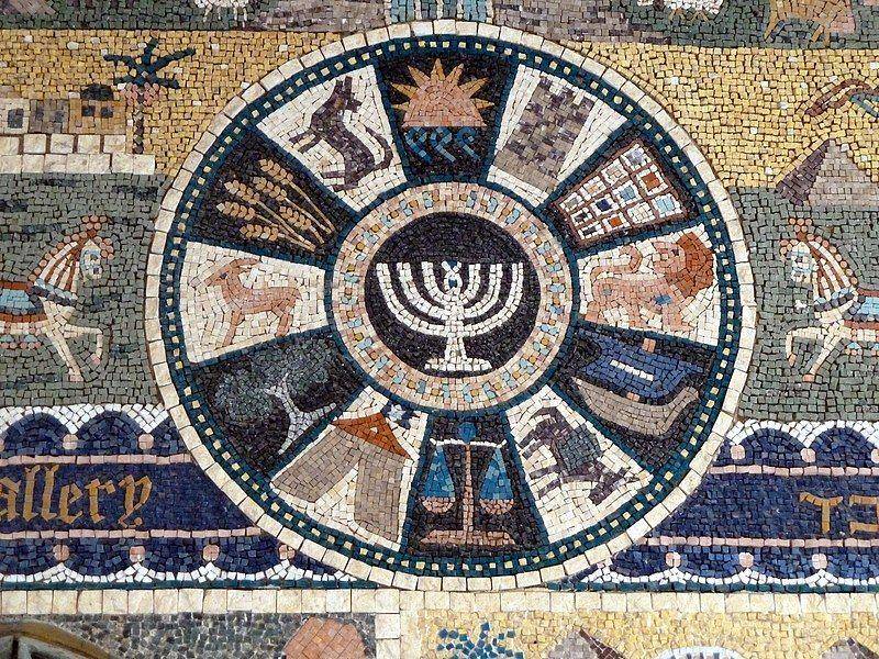 Old Jerusalem Jewish Quarter, Mosaik simbol dari 12 suku Israel kuno (commons.wikimedia.org/Own work)