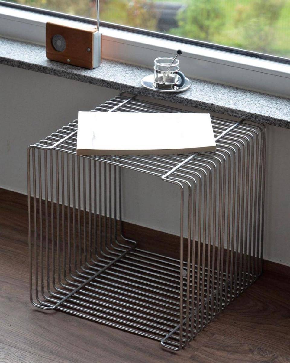 side table chrome (instagram.com/objectorphanage)
