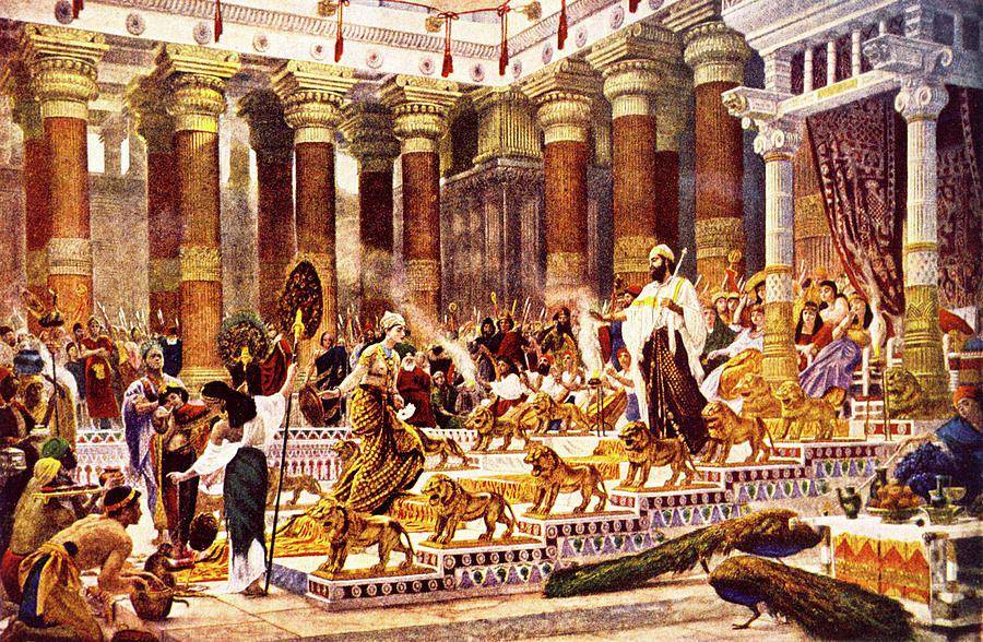 ilustrasi kunjungan Ratu Sheba ke Raja Salomo (fineartamerica.com/Vintage Images)