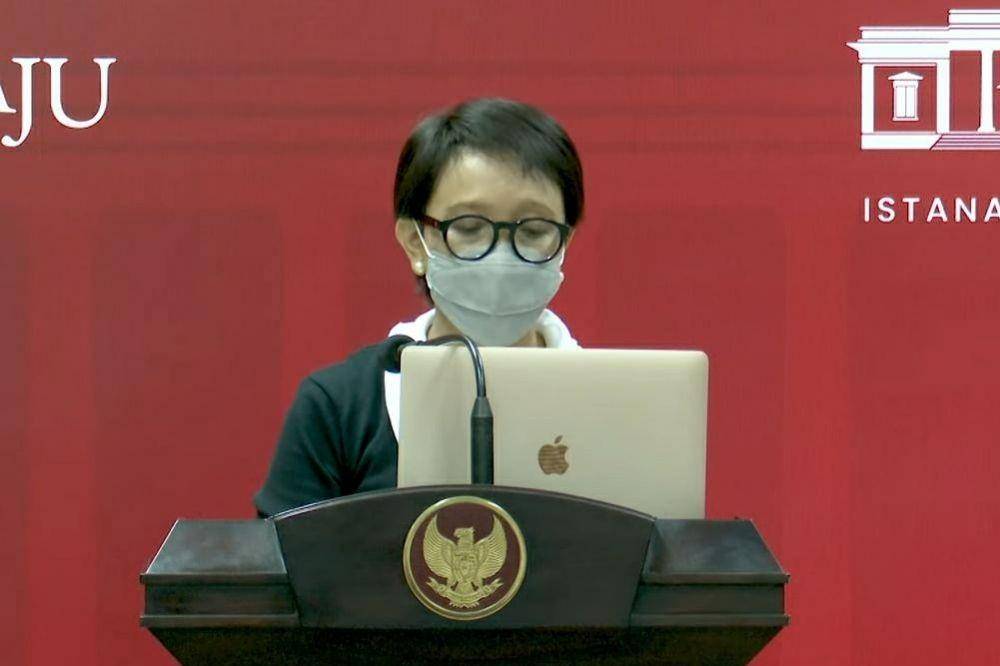 Keterangan pers Menlu Retno Marsudi soal pertemuan Jokowi dengan Menlu AS Antony Blinken. (youtube.com/Sekretariat Presiden)