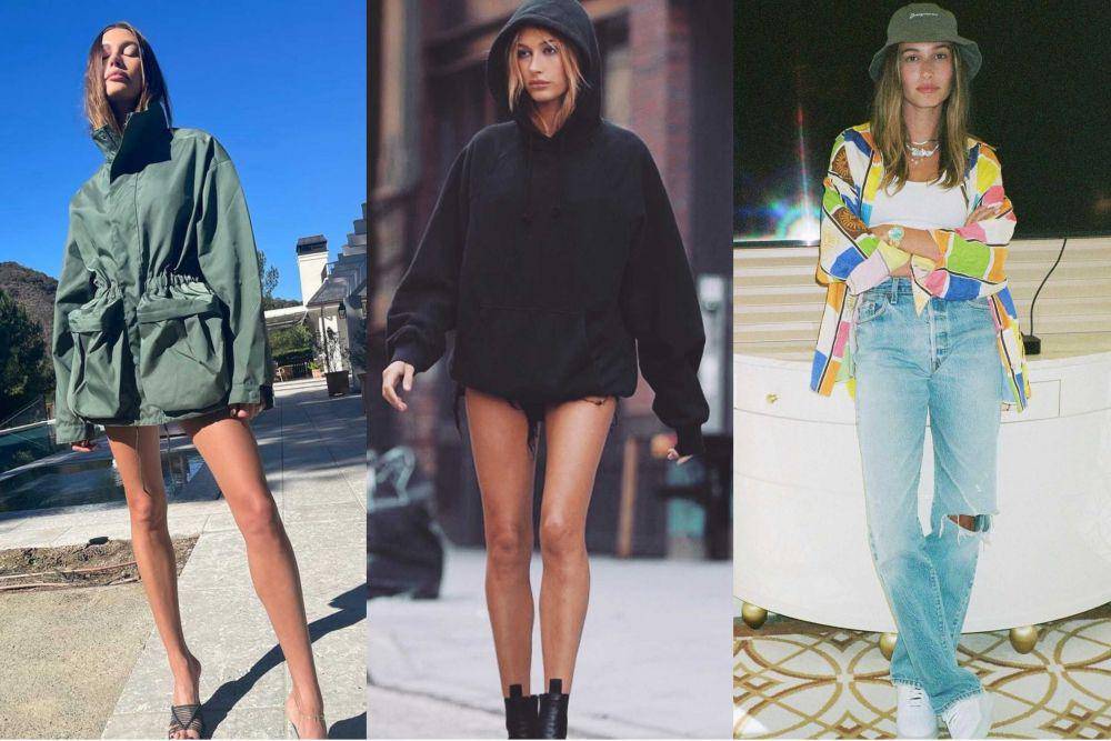 10 Ide Off-Duty Style ala Hailey Bieber, Dominasi Gaya Boyish