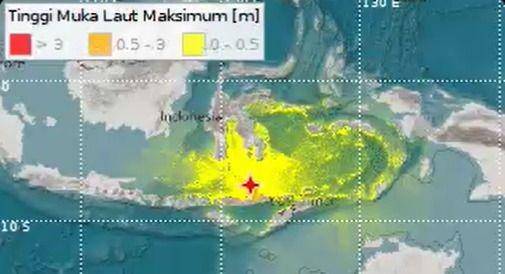 Daerah Potensi Tsunami di sekitar wilayah NTT (twitter.com/infoBMKG)