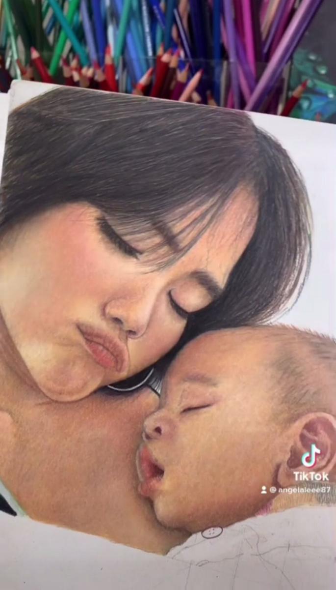 potret Angela Lee lukis wajah Fuji dan Gala Sky (instagram.com/angelalee87)