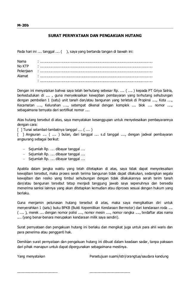 ilustrasi surat pernyataan utang (suratresmi.net)