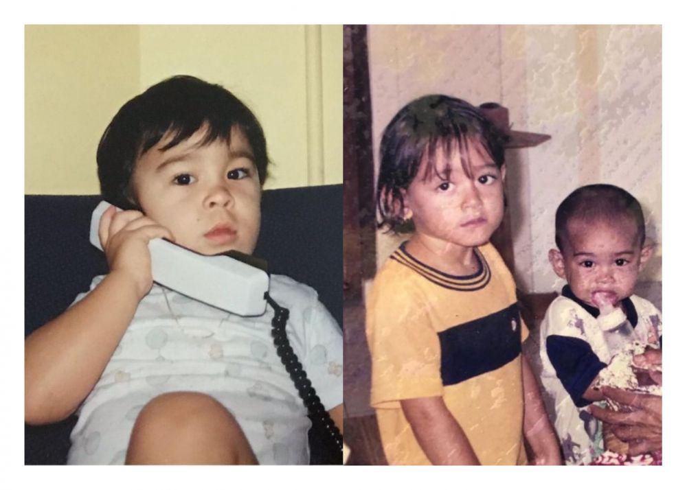 kolase foto masa kecil Erdin Werdrayana dan Laura Theux (instagram.com/erdin.werdrayana | instagram.com/laura_theux)