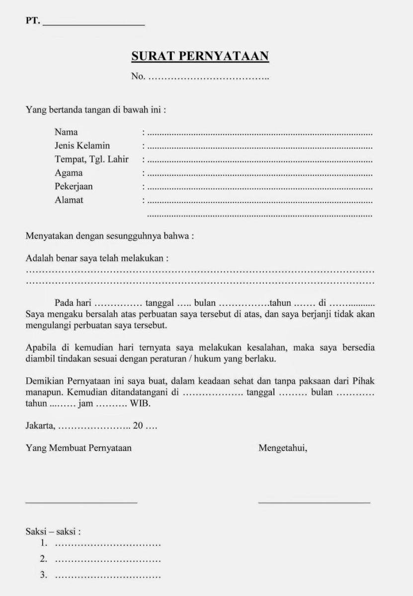 ilustrasi surat pernyataan kerja (contohsurat.co)