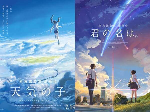 poster Official Weathering with You dan Kimi no Nawa (intagram.com/cwfilms_official I instagram.com/yourname_official)
