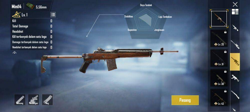 Senjata Mini14 (dok. Proxima Beta/PUBG Mobile)
