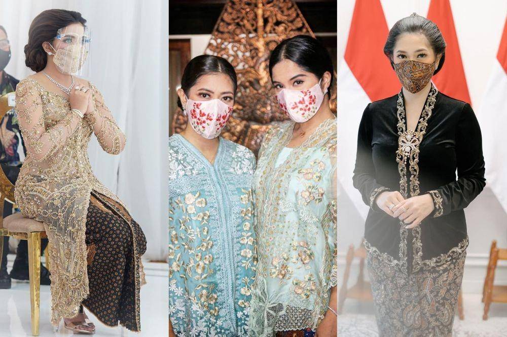 Inspirasi Kebaya dengan Masker Kain (Berbagai Sumber)