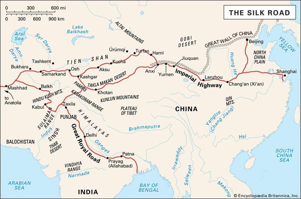 Peta jalur Sutra lama (Britannica.com)