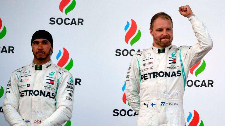 Valtteri Bottas menang pada GP Azerbaijan 2019. (skysports.com)