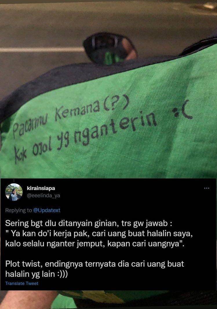 obrolan driver ojek online dan penumpang (twitter.com/eeelinda_ya)