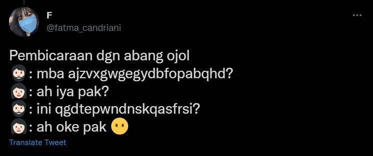 obrolan driver ojek online dan penumpang (twitter.com/fatma_candriani)
