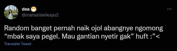 obrolan driver ojek online dan penumpang (twitter.com/mahasiswikupu2)