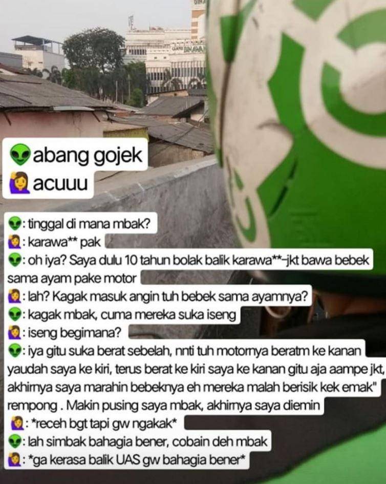 obrolan driver ojek online dan penumpang (instagram.com/dramaojol.id)