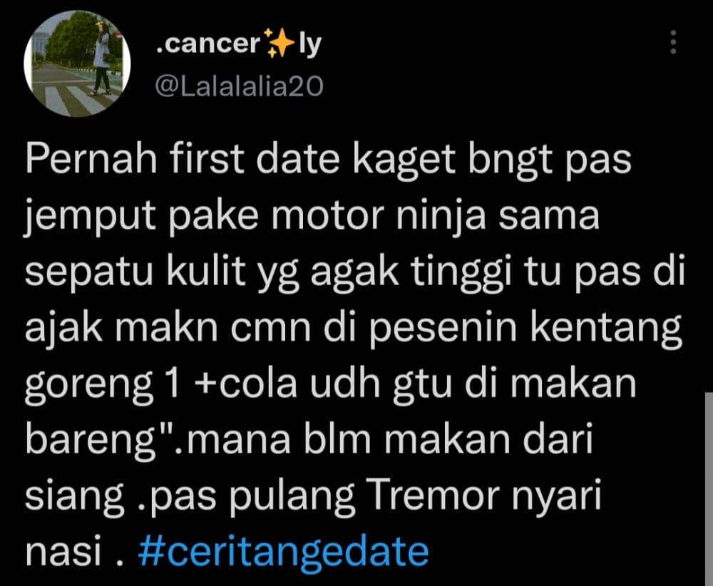 Momen kocak saat pertama nge-date bareng doi (twitter.com/Lalalalia20)