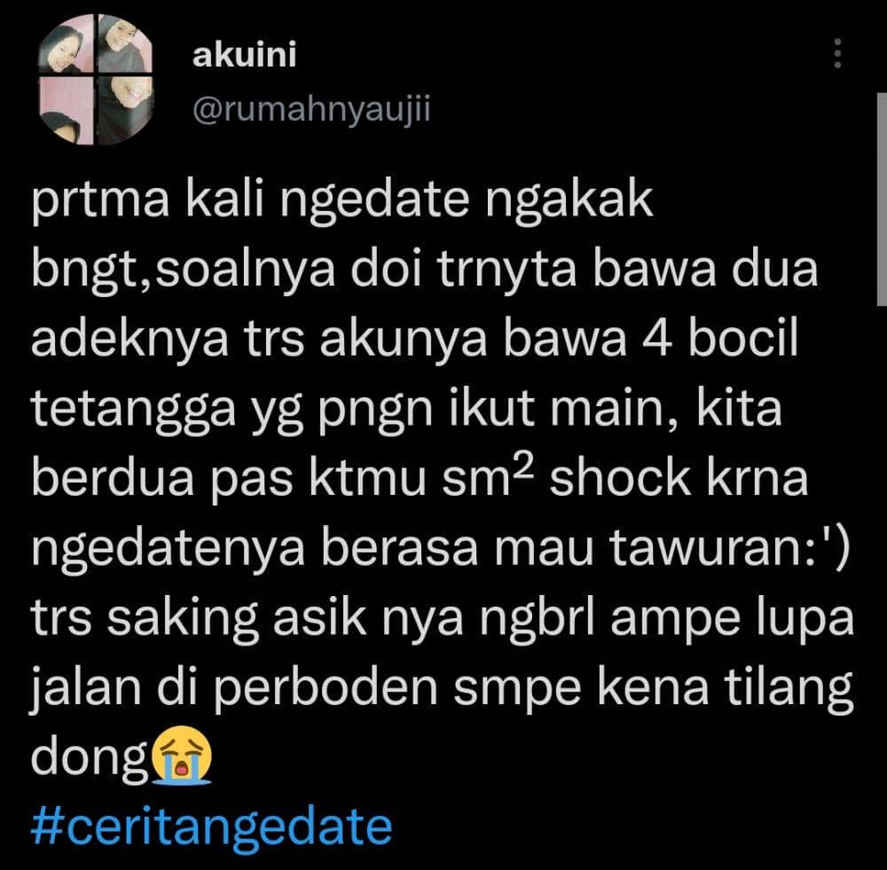 Momen kocak saat pertama nge-date bareng doi (twitter.com/rumahnyaujii)