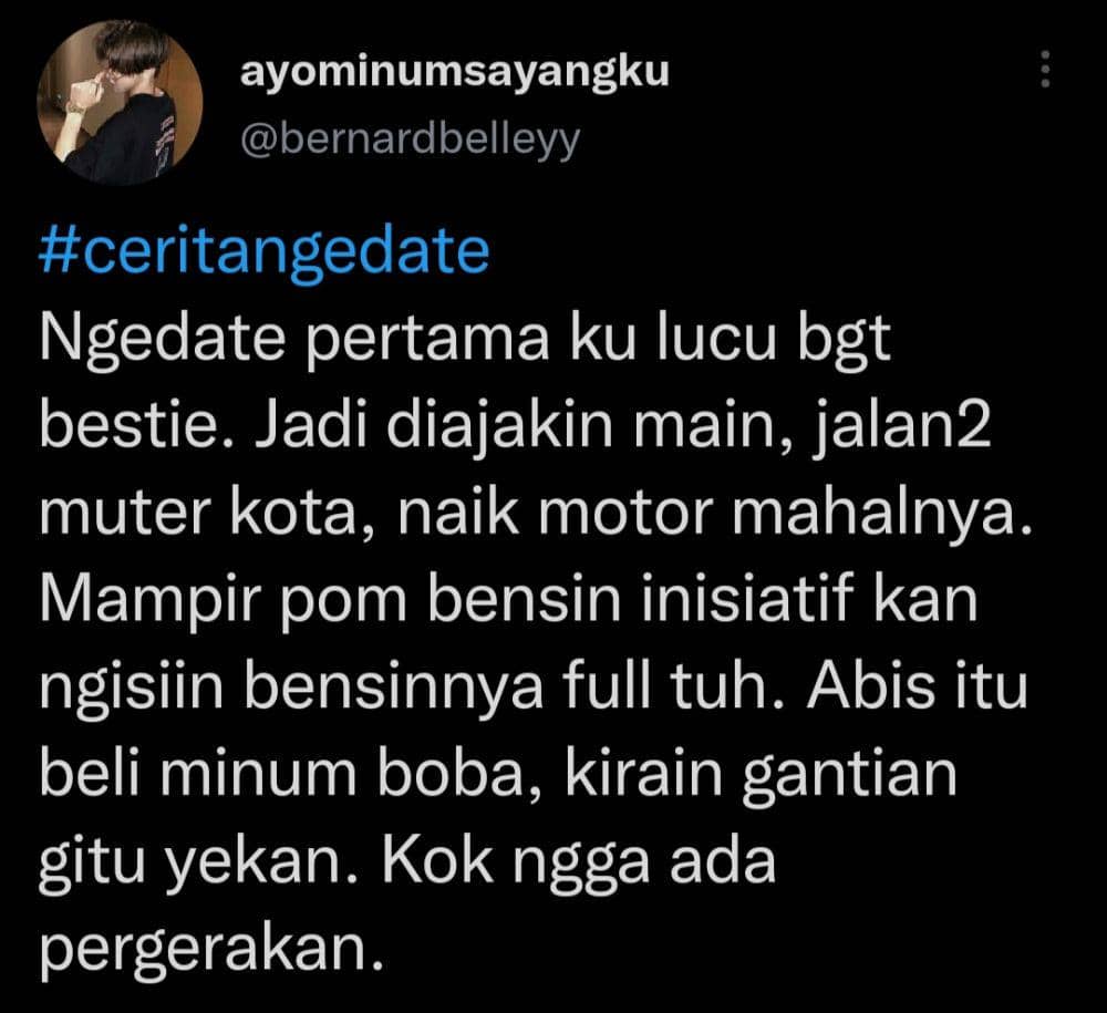 Momen kocak saat pertama nge-date bareng doi (twitter.com/bernardbelleyy)