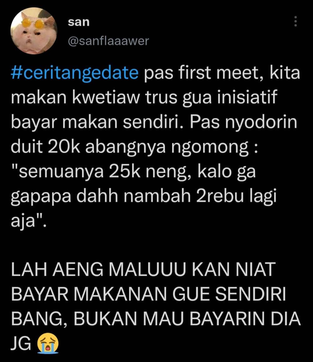 Momen kocak saat pertama nge-date bareng doi (twitter.com/sanflaaawer)
