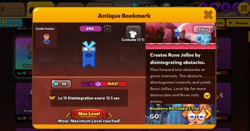 deskripsi Antique Bookmark dalam game (dok. Devsisters/Cookie Run: OvenBreak)