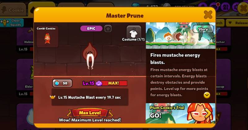 deskripsi Master Prune dalam game (dok. Devsisters/Cookie Run: OvenBreak)
